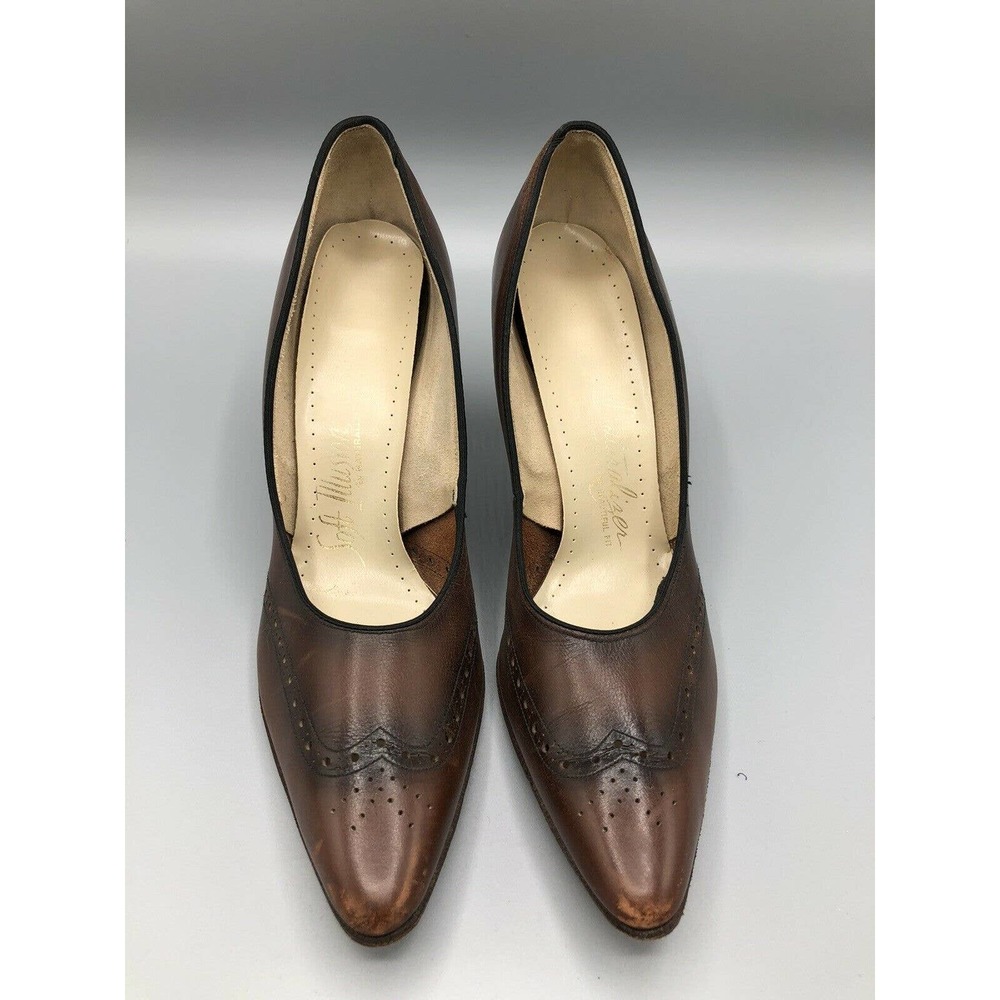 Vintage Naturalizer Brown Leather Pumps 8.5 AA Soft Illusion Beautiful Fit Heels